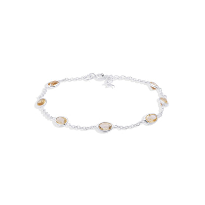 Sunshine Linked Citrine Gemstone Bracelet in Sterling Silver
