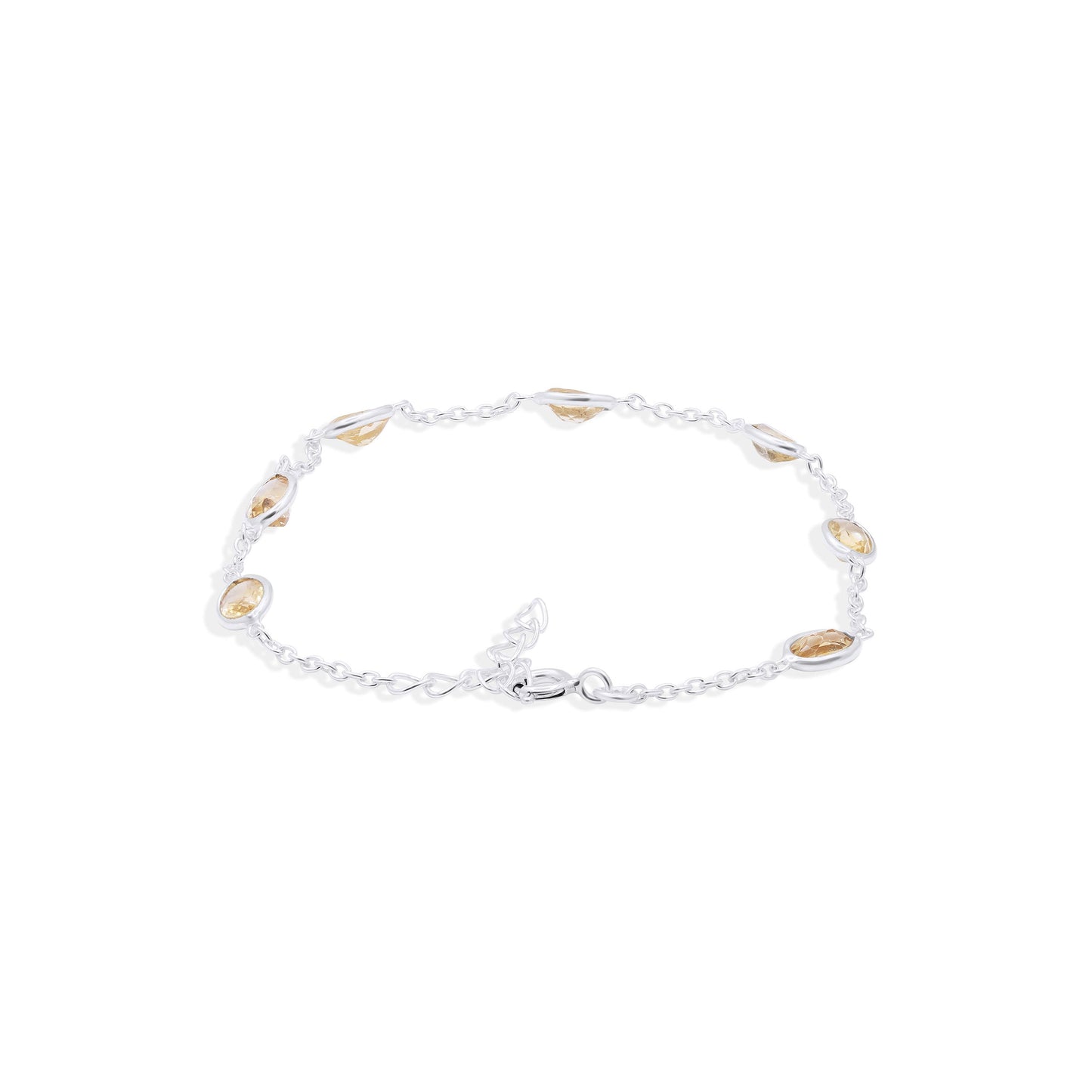 Sunshine Linked Citrine Gemstone Bracelet in Sterling Silver