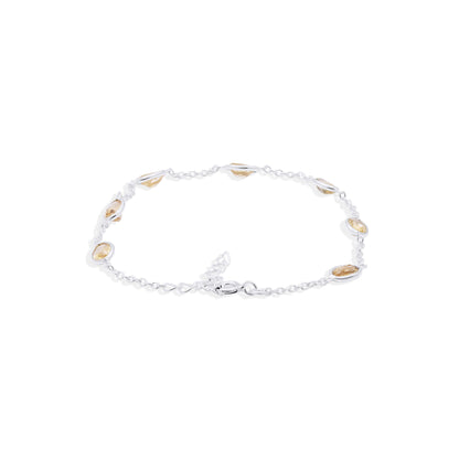 Sunshine Linked Citrine Gemstone Bracelet in Sterling Silver